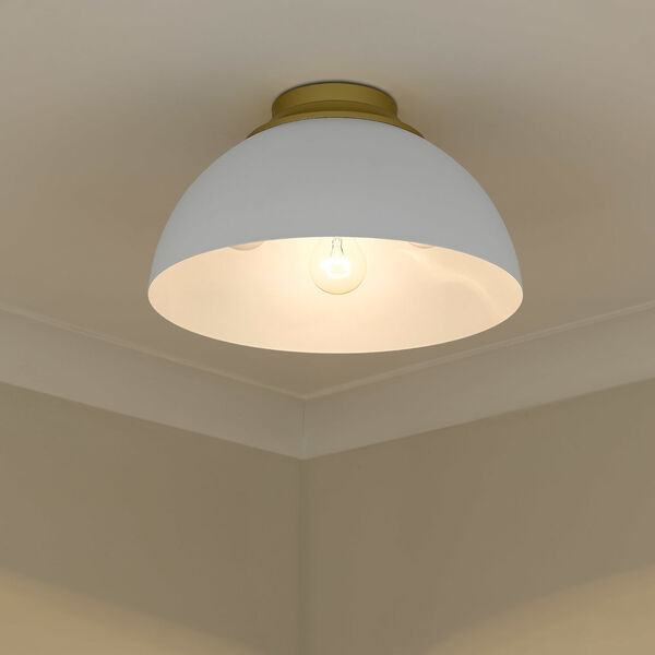 Zoey Olympic Gold and Matte White Three-Light Flush Mount, image 4